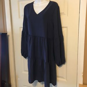 Navy pleated mini dress/tunic